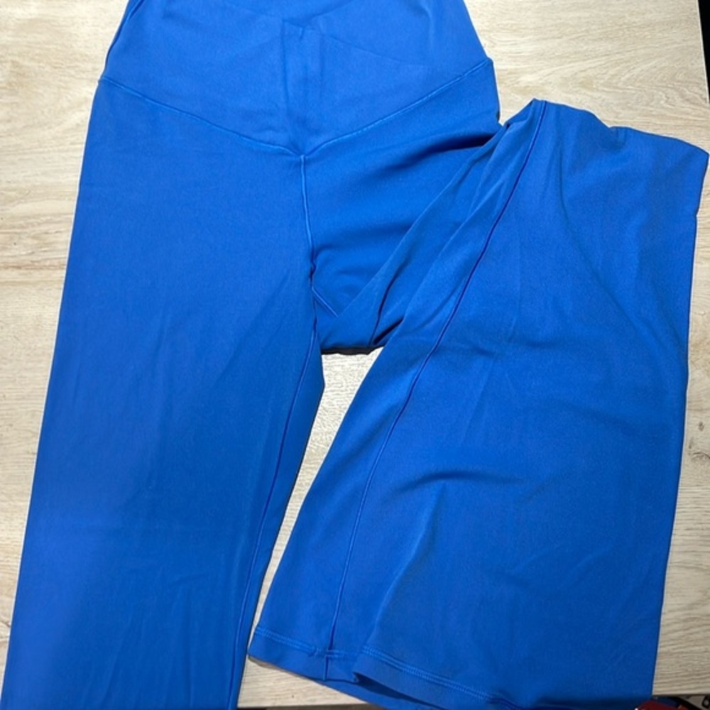 Aerie offline cross waisted flare leggings blue size medium